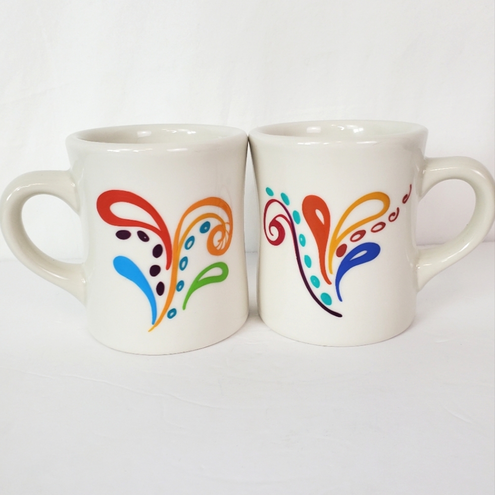Hopfinger Boutique, Pair of Hand Painted Ceramic Mugs